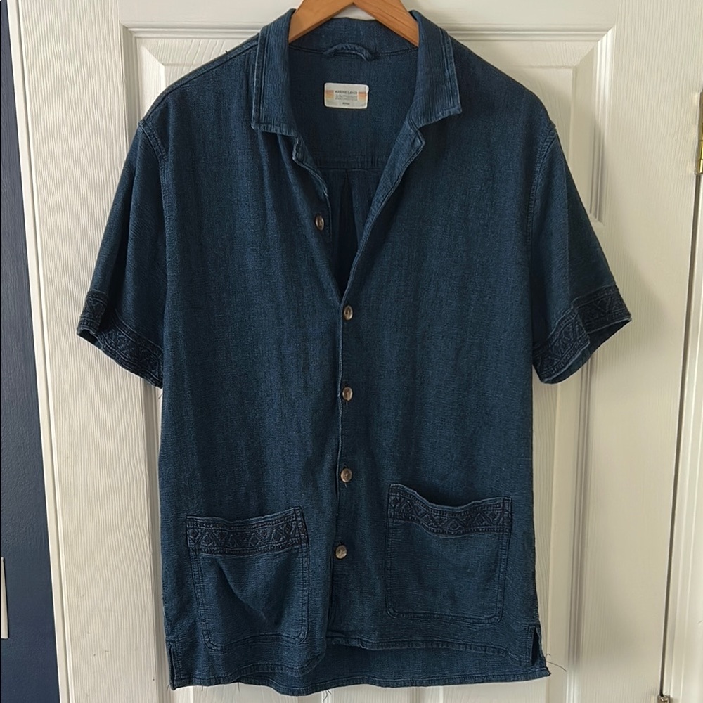 Marine Layer Navy Knit Shirt